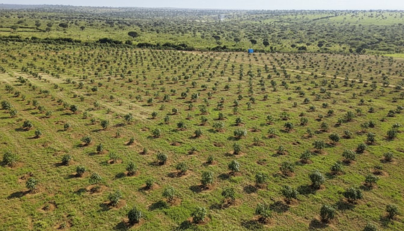 Aerial view of avocado orchard